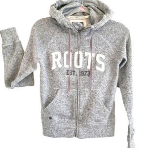2/$35 Roots Hoodie , Full front Zipper Grey EUC Roots Logo  Size XS